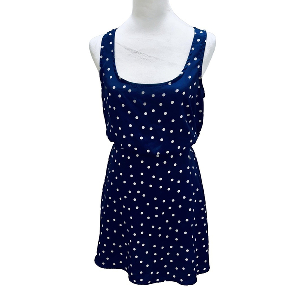 Mimi Chica Dresses & Skirts - Blue Mimi Chica Polka Dot Sleeveless Mini Dress